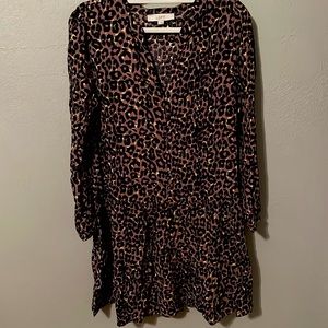 Loft Cheetah Ruffle Dress